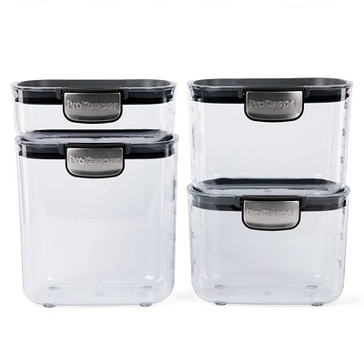 Prokeeper 4pc Airtight Pantry Set: Progressive Storage Containers, Dishwasher-Safe, Stainless Steel & Silicone Lids