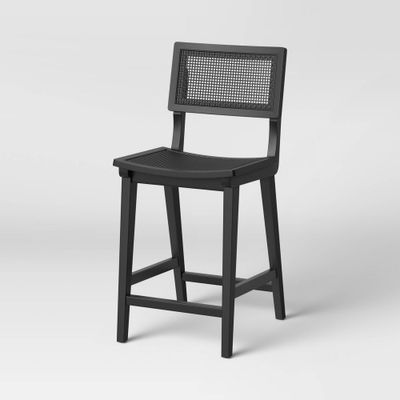 Tormod Backed Cane Counter Height Barstool - Threshold: Rattan