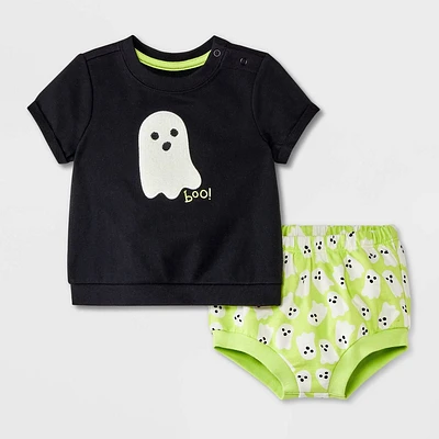 Baby Girls Halloween Ghost Top & Bloomer Set