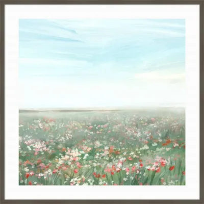 41 x 41 Wildflower Meadow II by Isabelle Z Wood Framed Wall Art Print - Amanti Art: Botanical Landscape, Hardwood Frame