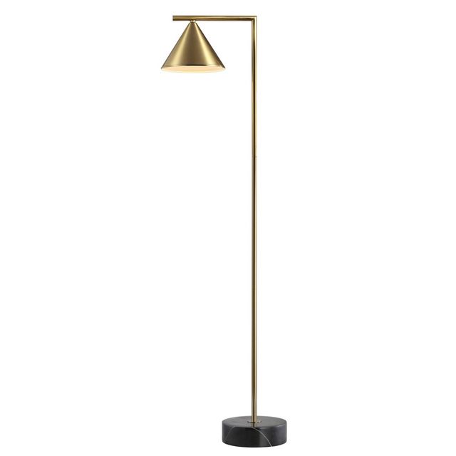 60 Chelsea Cone Shade Floor Lamp (Includes LED Light Bulb) Brass - JONATHAN Y: Marble Base, Push Button Foot Switch