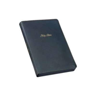 KJV Holy Bible, Thinline Large Print Faux Leather Red Letter Edition Thumb Index & Ribbon Marker, King James Version, Black, Zipper Closure