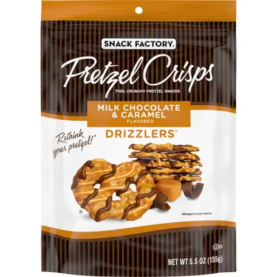 Snack Factory Pretzel Crisps Drizzlers Milk Chocolate & Caramel Drizzled Pretzels - 5.5oz