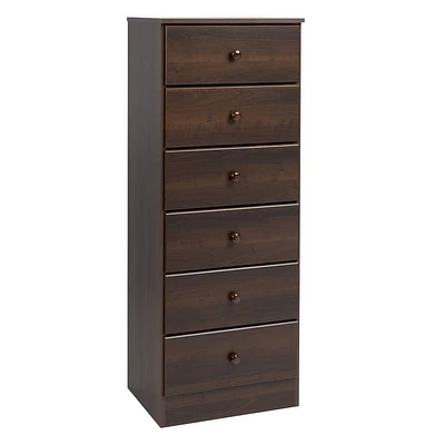 Prepac 6 Drawers Astrid Vertical Dresser : Transitional Style, Wood Composite, Bedroom Storage