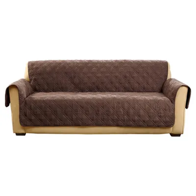 Microfiber Non Slip Sofa Furniture Cover Chocolate - Sure Fit: Waterproof, Pet-Friendly, Machine Washable