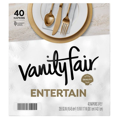 Vanity Fair Entertain 3-Ply Napkins - 40ct