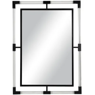 38x28 Metal Double Framed Wall Mirror with Acrylic - Olivia & May: Modern Rectangle