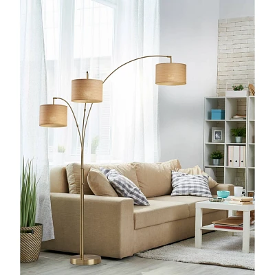 Bowery 3 Arm Arc Lamp Antique Brass - Adesso: Transitional Style, Adjustable, ETL Listed, Metal Body