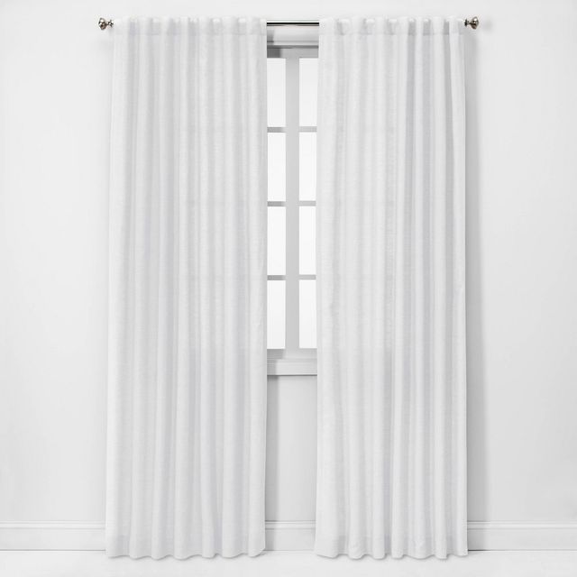 54x84 Light Filtering Linen Window Curtain Panel White - Threshold: Modern Plain Weave, OEKO-TEX Certified