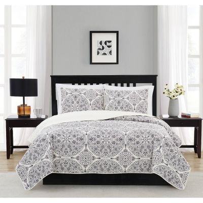 3pc Full/Queen Gramercy Quilt Set Blue - Cannon: Woven Polyester, OEKO-TEX Certified, Paisley Design