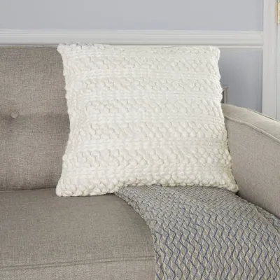 20x20 Oversize Woven Striped Life Styles Square Throw Pillow White - Mina Victory