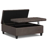 WyndenHall Elliot Large Square Coffee Table Storage Ottoman : Upholstered Lift-Top, Faux Leather