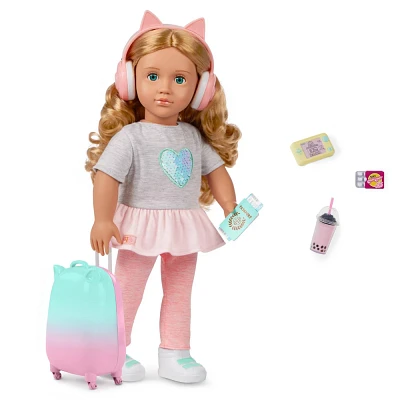 Our Generation Linzi 18 Doll with Luggage and Travel Accessories Set