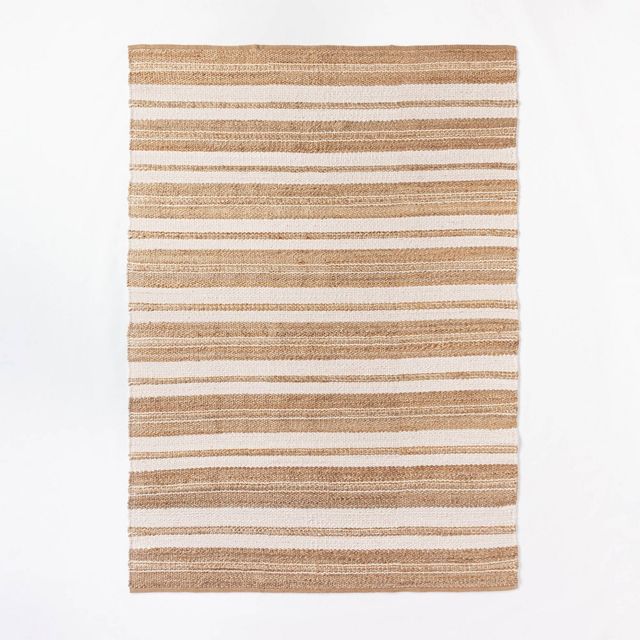 Riverton Striped Jute/Wool Area Rug Tan - Threshold designed with Studio McGee: Handmade Flat Pile, GoodWeave Certified