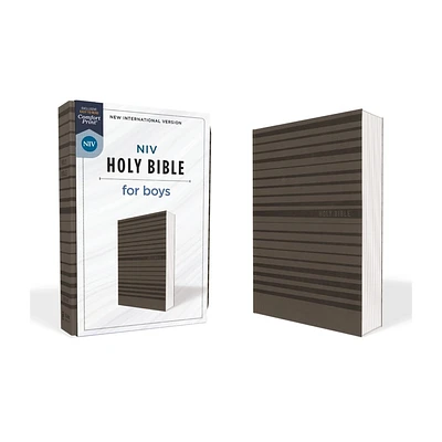 Niv, Holy Bible for Boys, Soft Touch Edition, Leathersoft, Gray, Comfort Print - by Zondervan (Leather Bound)