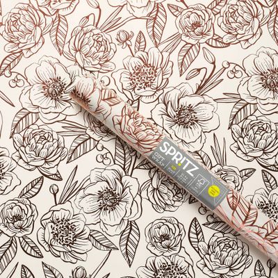 Foil Peonies Gift Wrapping Paper - Spritz