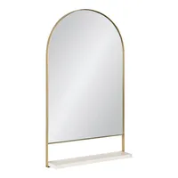 20 x 34 Chadwin Decorative Wall Mirror with Shelf Gold - Kate & Laurel All Things Decor: Modern Rectangle, Rounded Top, Metal Frame