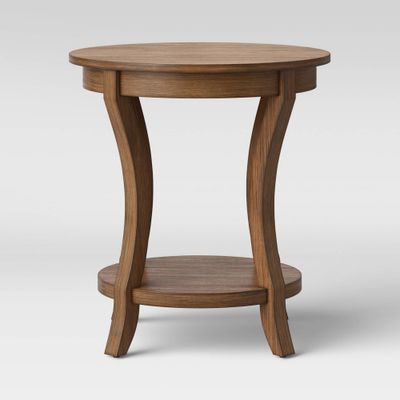 Shelburne Round Wood Accent Table Natural - Threshold