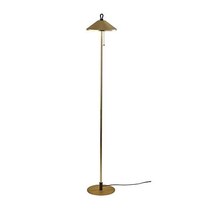 Adesso Kaden Floor Lamp Antique Brass: Pull Chain, Metal Shade, ETL Listed