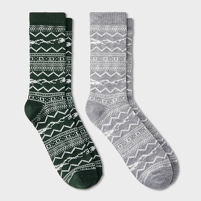 Men Striped Cozy Cabin Sock 2pk - Goodfellow & Co Olive/ 6-12