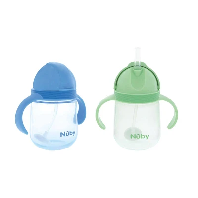 Nuby 8oz Handle Clik-It with Weighted Straw - 2pk