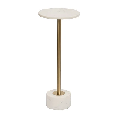 Sagebrook Home 24 Iron and Marble Round Side Table Gold/White