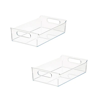 iDESIGN Recycled Plastic Pantry Storage Organizer: Clear Kitchen Cabinet Bins for Snack Organization, Set of 2