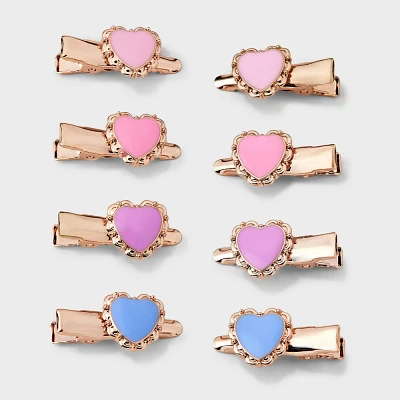 Girls 8pk Metal Heart Claw Clip Set - art class