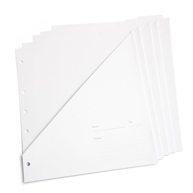 1 Pocket Signature Paper Folders - Russell+Hazel: White, 3 Hole Punched, Pronged, 25 Sheet Capacity, 5 Pack