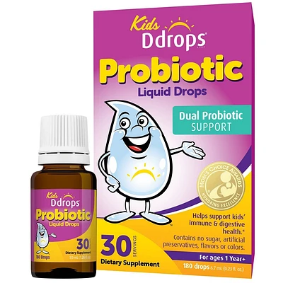 Ddrops Kids Liquid Probiotic for Healthy Immune and Digestive System - 0.25 fl oz/30 Servings