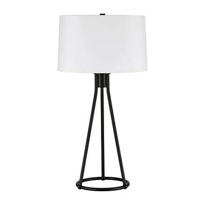 Hampton & Thyme 28 Tall Table Lamp with Drum Fabric Shade : Metallic Base, Polyester Drum Shade, UL Listed