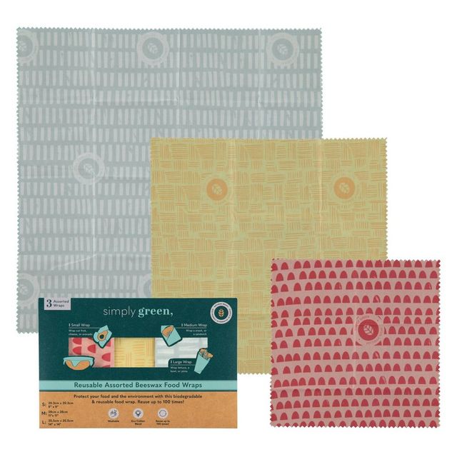 Simply Green Beeswax Food Wraps Assorted - 2.64 sq ft