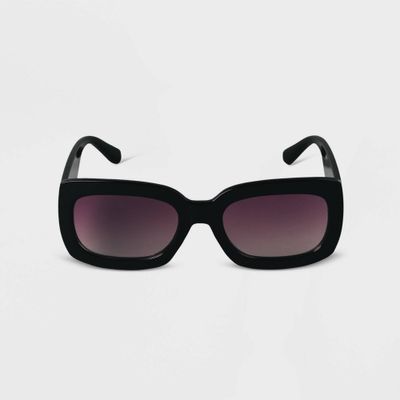 Womens Plastic Rectangle Sunglasses Black - A New Day