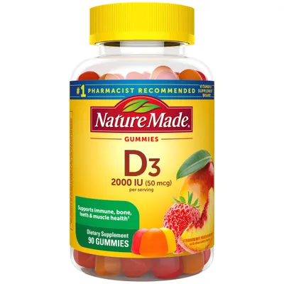 Nature Made Vitamin D3 2000 IU (50 mcg), for Bone Health and Immune Support Vitamin Gummies