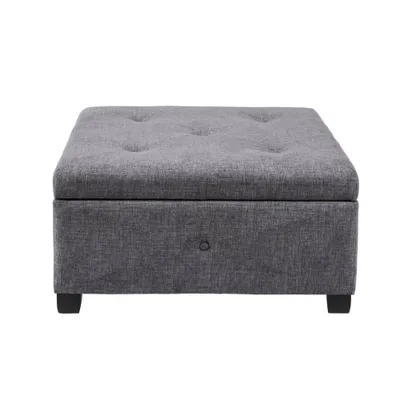 Isaac Storage Ottoman : Upholstered Bench, Polyester, High-Density Foam, Wood Frame