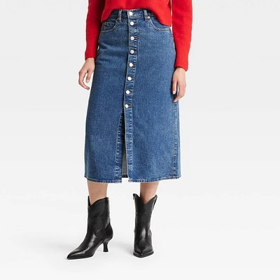 Women A-Line Midi Denim Skirt