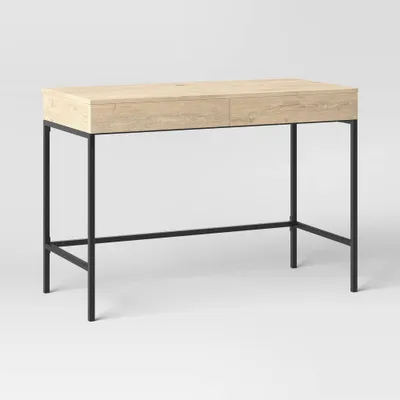 Loring Wood Writing Desk with Drawers and Charging Station - Threshold: Home Office