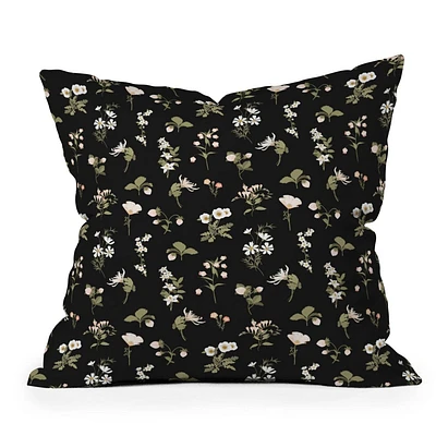 26x26 Deny Designs Iveta Abolina Pineberry Botanical Outdoor Throw Pillow Black: UV Protected, Mildew Resistant Square Cushion