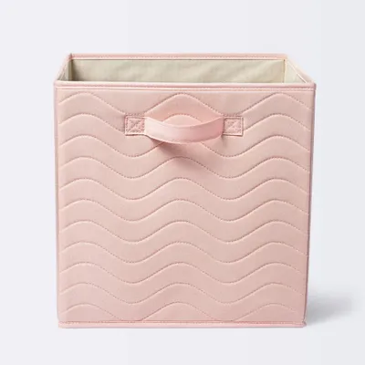 Quilted Fabric Cube Storage Bin - Light Pink - Cloud Island