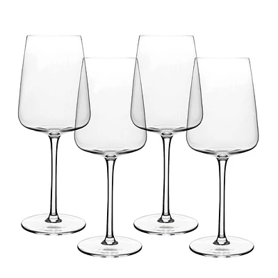 over&back Set of 4 12oz Modern Contemporary Stem Mouth-Blown Glasses Clear