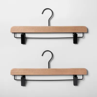 2pk Wood Pant Hangers with Clips Natural - Brightroom