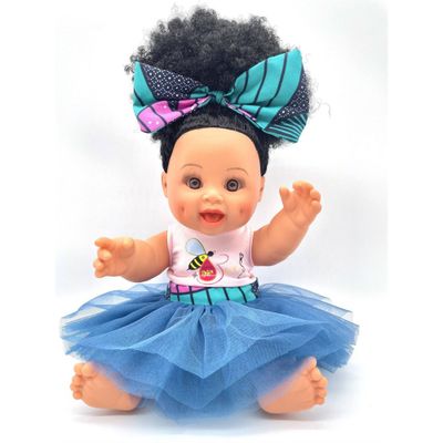 Orijin Bees Natural Puffy 12 Baby Bee Doll - Black Hair with Brown Eyes