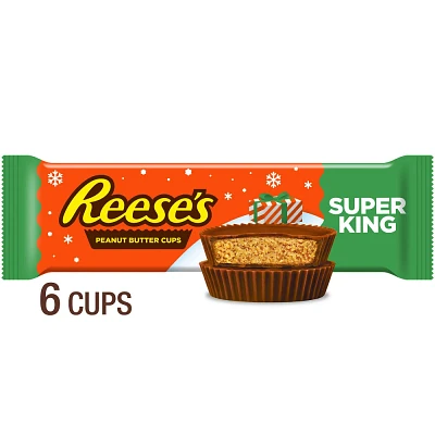 REESES Christmas Milk Chocolate Peanut Butter Candy Super King Size Cups - 4.2oz/6ct