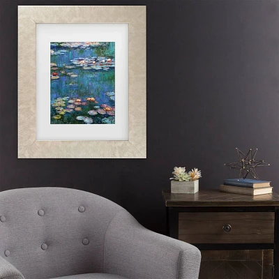 Trademark Fine Art 11x14 Claude Monet Waterlilies Classic Matted Framed Art Cream