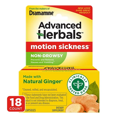 Dramamine Advanced Herbals Non-Drowsy Motion Sickness Relief Capsules - 18ct