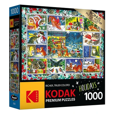 Kodak Premium - Christmas Cat Stamp Collection - 1000 Piece Jigsaw Puzzle