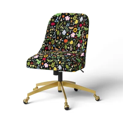 Rifle Paper Co. x Target Desk Chair Black: Upholstered, Adjustable Height, Metal Frame