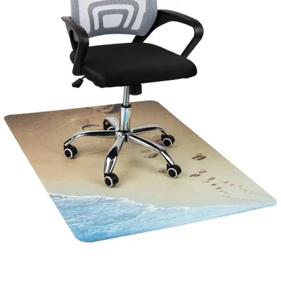 Mind Reader Office Chair Mat Lifes a Beach Art Tan/Blue