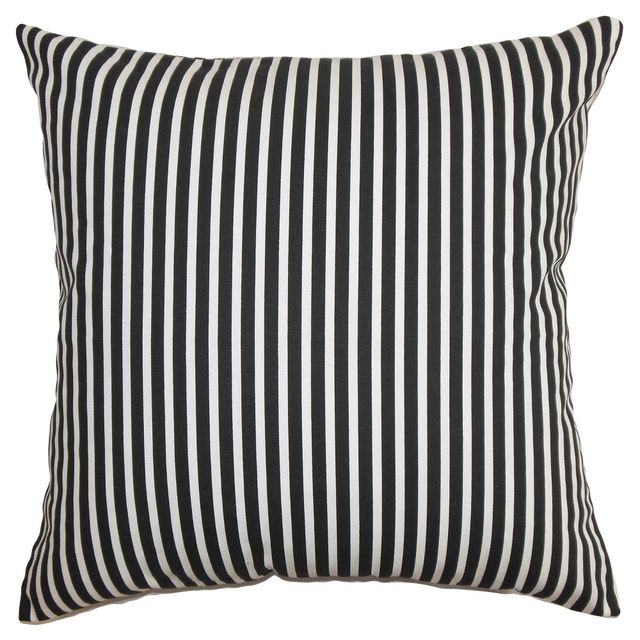 Ticking Stripe Throw Pillow Black (18x18) - The Pillow Collection: Cotton Fabric, Reversible, Zippered, Indoor Use