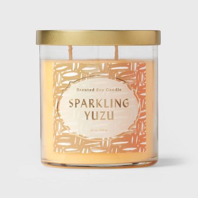 15.1oz Lidded Glass Jar 2-Wick Candle Sparkling Yuzu - Opalhouse